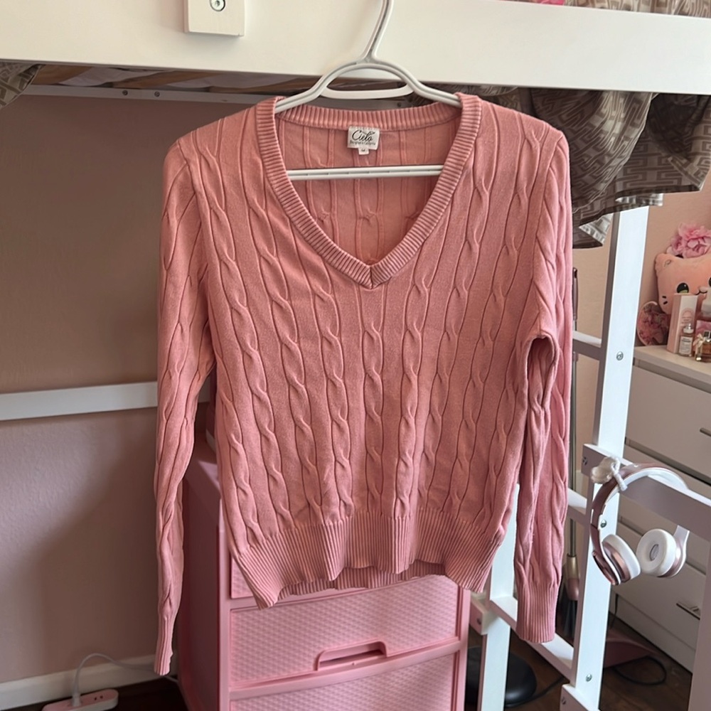 Celio pink sweater with v neck